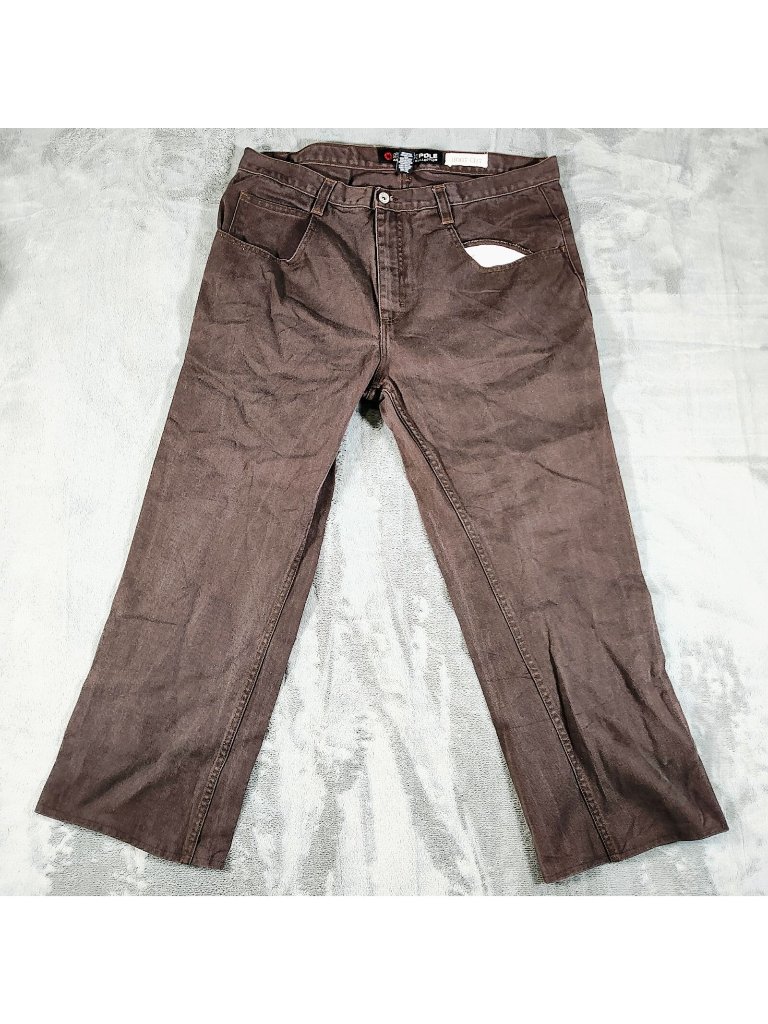 Southpole Authentic Collection Y2k Mens Boot Cut High Rise Brown Jeans Size 38